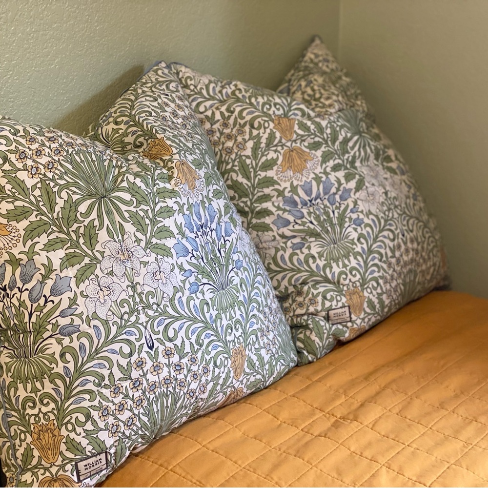 William morris England garden pattern TWO Euro shams with inserts!!